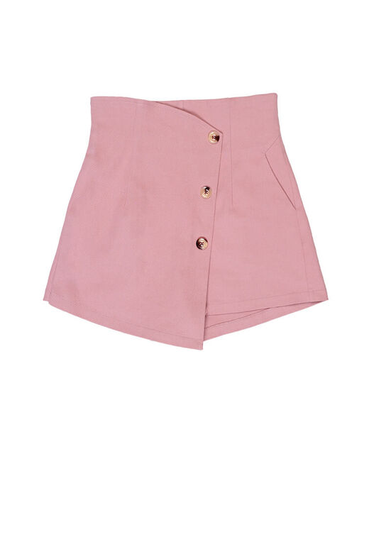 Fine High Waist Button Down Addiction Overlay Short Pants (Pink)